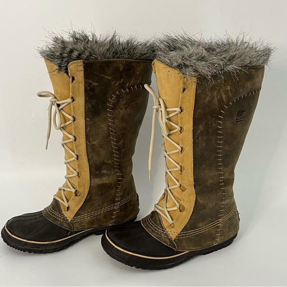 EUC Sorel 8 Cate the Great Waterproof Leather Winter Boots brown tan - Picture 3 of 13